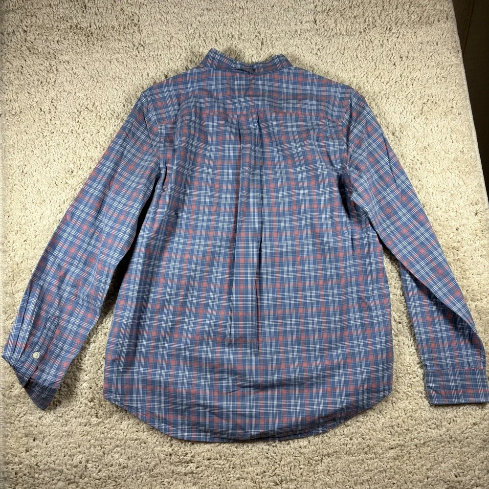 Kids Ralph Lauren Plaid Button Down Shirt Long Sleeve Classic Fit Blue Orange XL